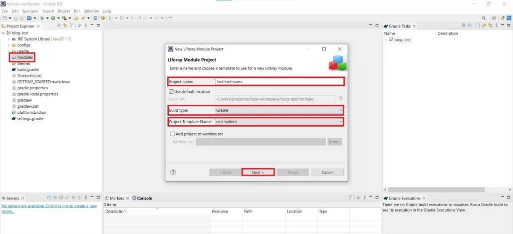 Creating Gradle module for REST Builder project