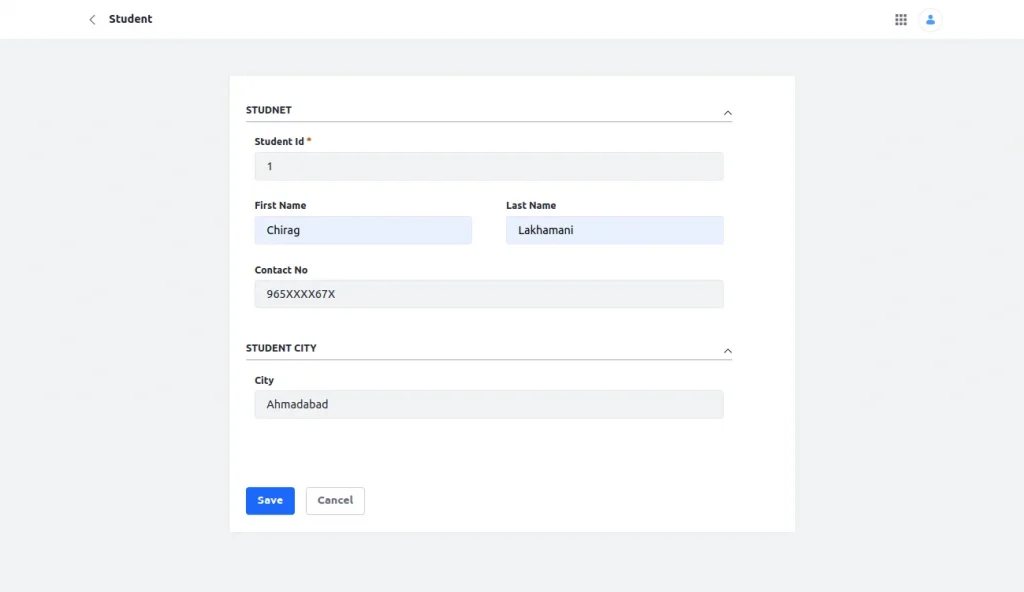 Editing a entry details of a object