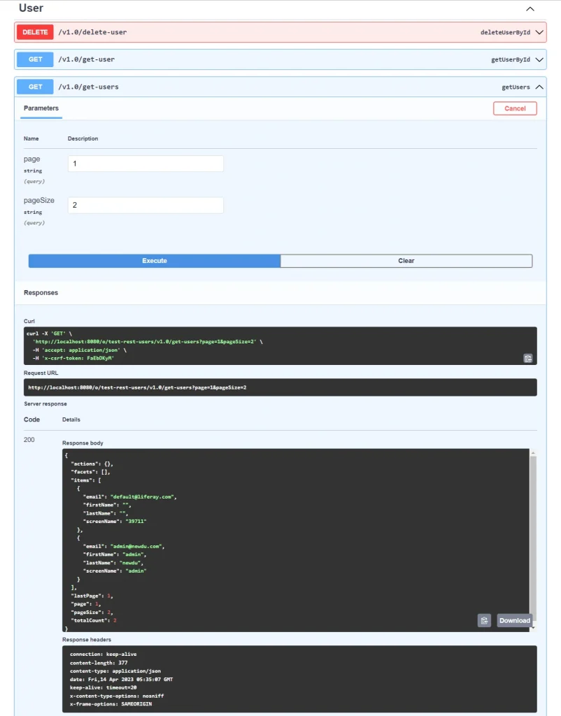 Exploring API to get user list with pagination