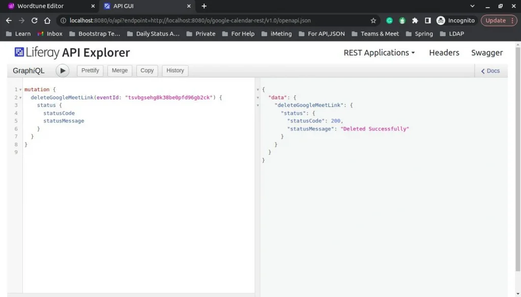 GraphQL for deleting Google events