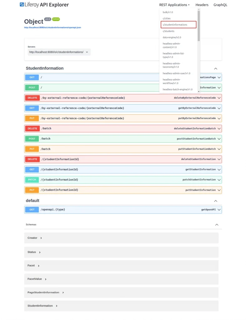 Liferay auto-generates object headless API